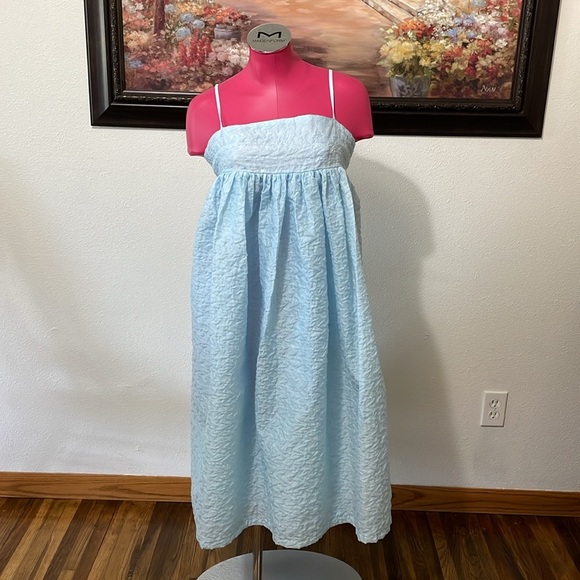 Anthropologie Mare Birdie Babydoll Mini Dress Size M Blue Texture - Picture 2 of 16